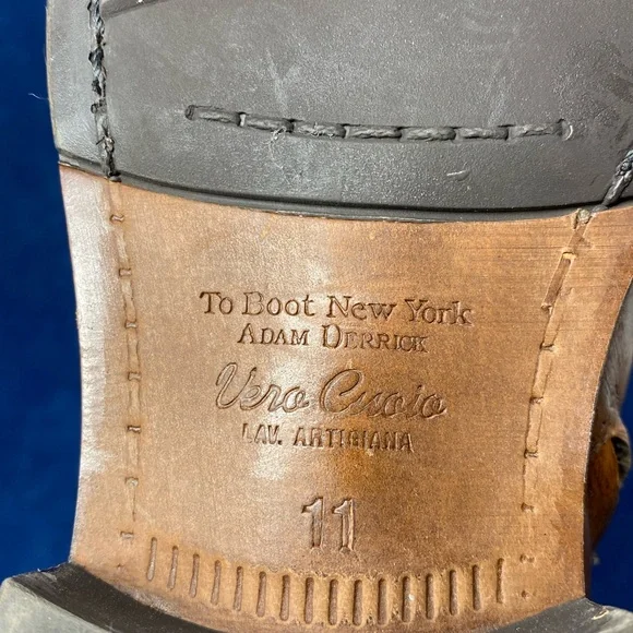 TO BOOT NEW YORK Adam Derrick Men's Brown Leather Boot Ankle Italy 11 46512 - Picture 9 of 10